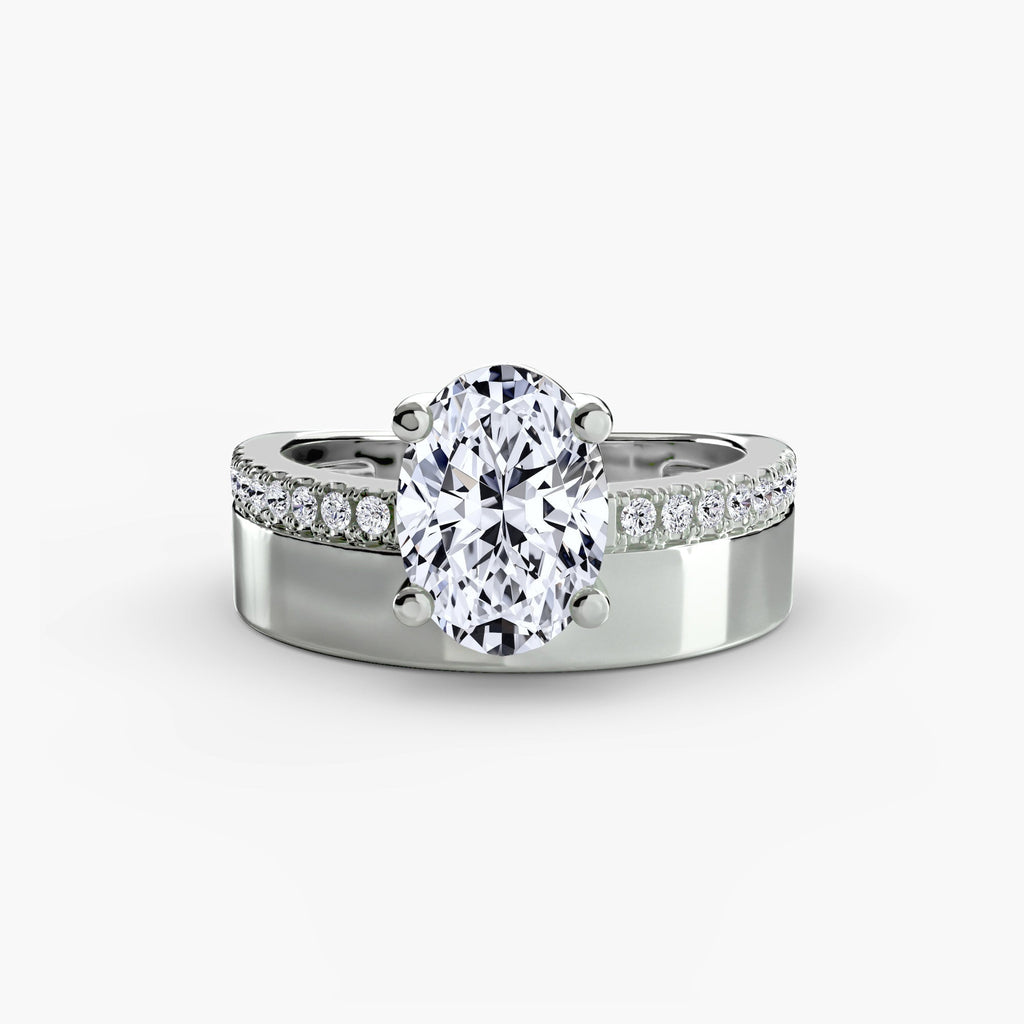Wide Band Solitaire with Pavé Band The Perfect Carat