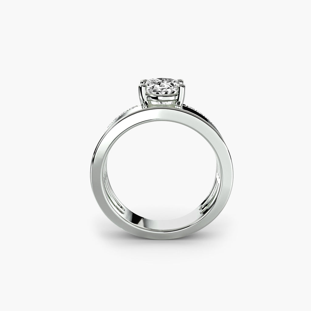 Wide Band Solitaire with Pavé Band The Perfect Carat